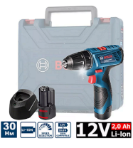Шуруповерт BOSCH GSR 120-LI аккумуляторный (30Nm/2х2.0Ah/кейс) (0.601.9G8.000) +подарок